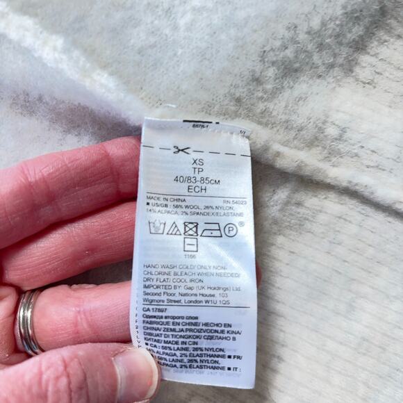 Banana Republic Wool Alpaca Blend Open Front Cardigan Sweater XS White Pockets - Picture 6 of 9